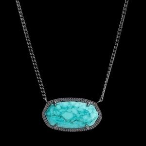 Kendra Scott Dylan Gunmetal Necklace in Turquoise Veined Magnesite